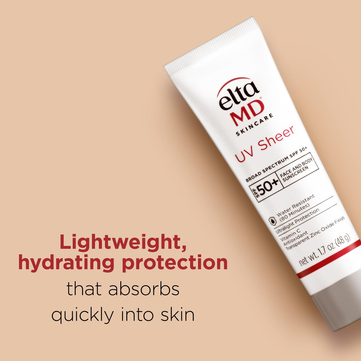 EltaMD creamy texture close-up highlighting fast absorption and matte finish benefit