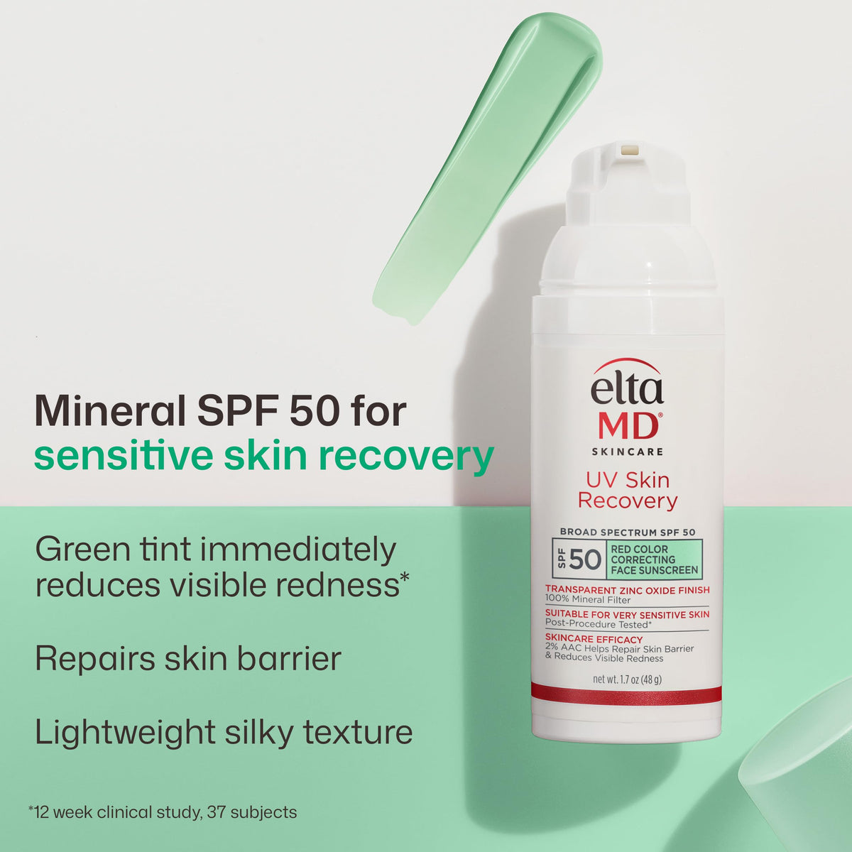 EltaMD close-up of creamy texture demonstrating fast absorption and lightweight feel