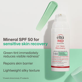 EltaMD close-up of creamy texture demonstrating fast absorption and lightweight feel