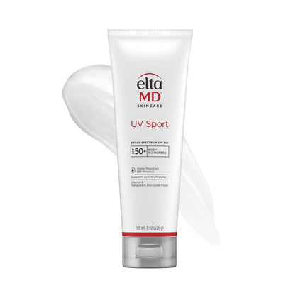 EltaMD UV Sport front tube showing SPF 50 for reliable protection