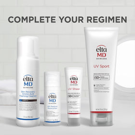 EltaMD label close-up highlighting zinc oxide formula and skin-friendly ingredients