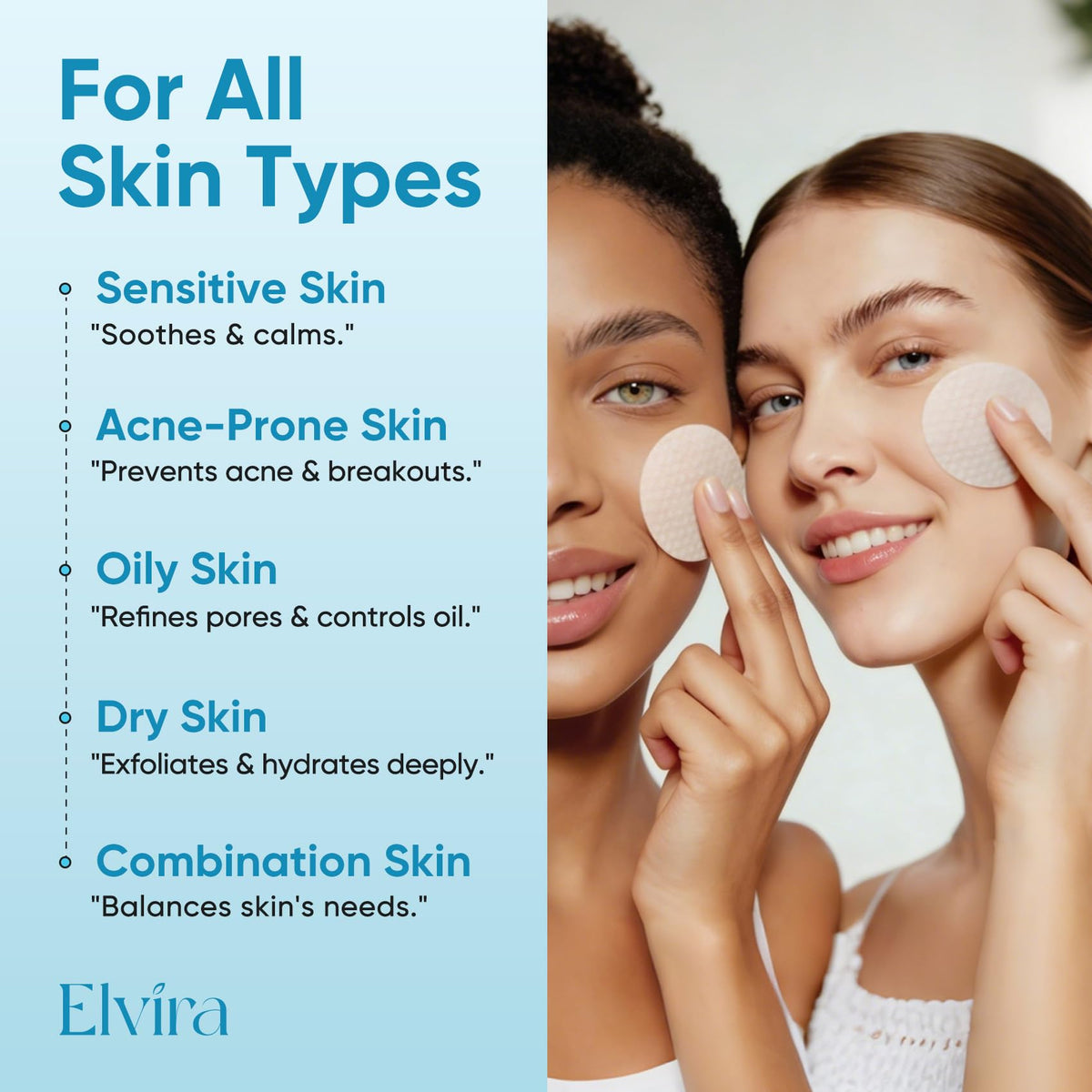 Elvira before and after scale visual indicating improved skin texture benefit