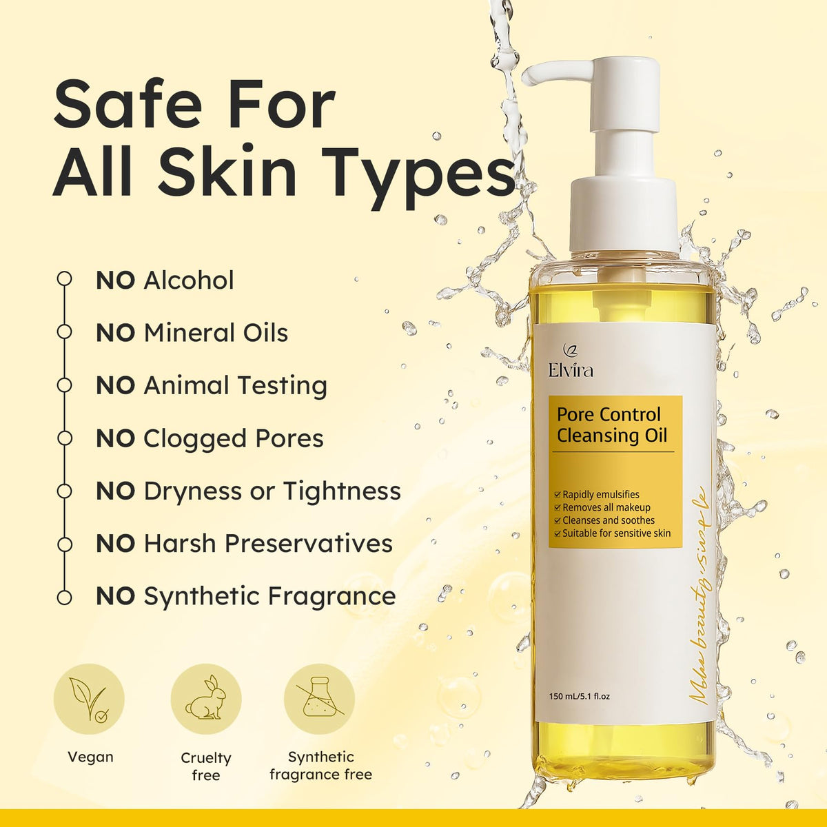 Elvira ingredients label displaying plant-based oils and skin-nourishing benefits