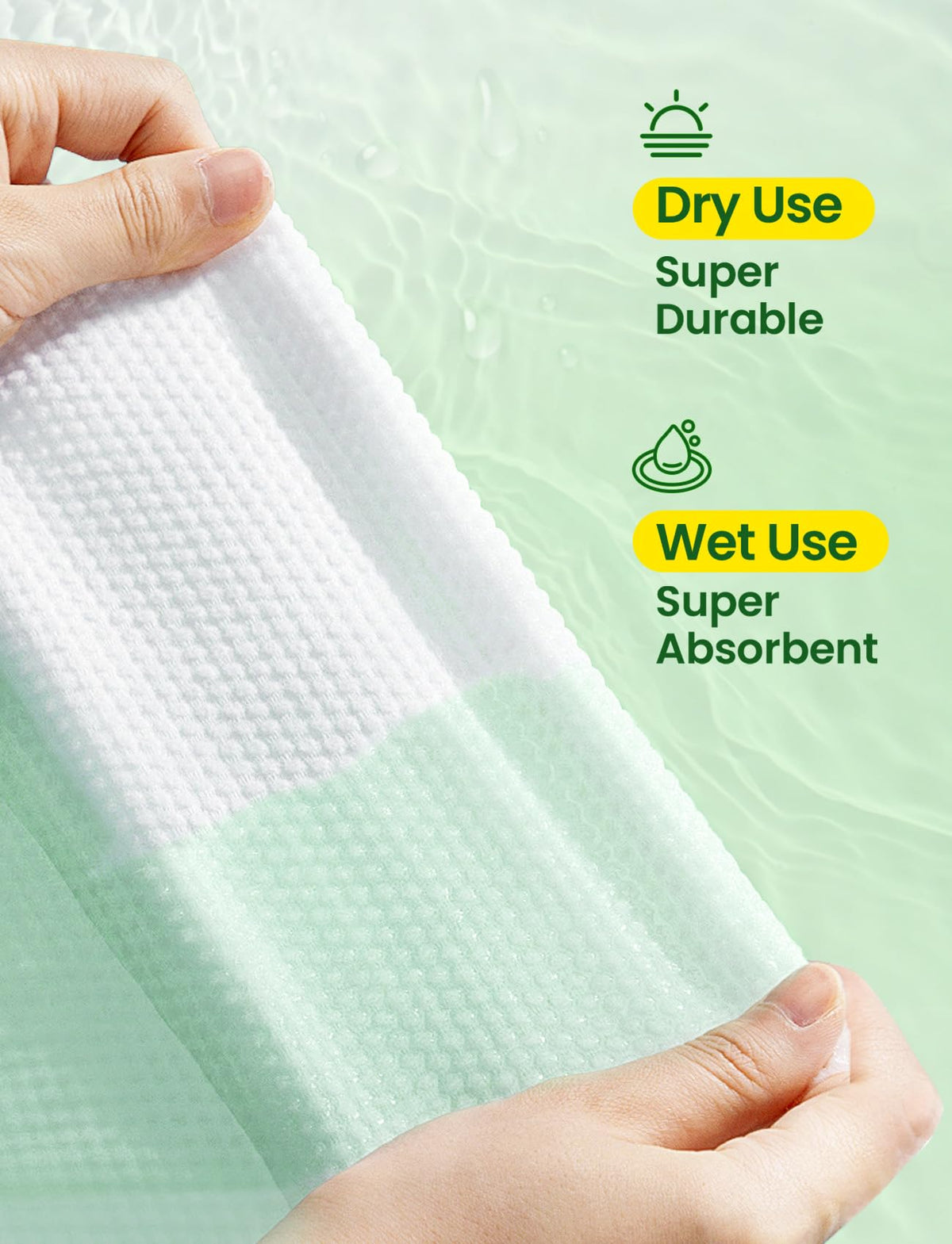 Elvira towel cleaning a countertop showing multi-purpose household use