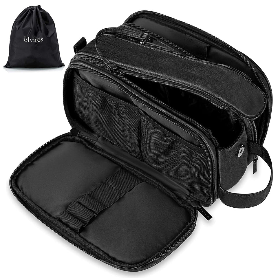 Elviros front view showing roomy toiletry bag for organized travel
