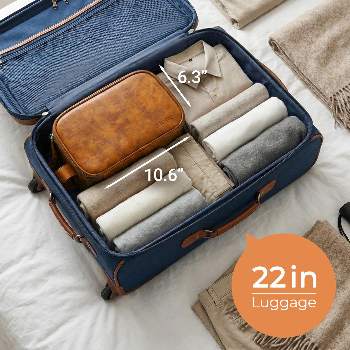 Elviros toiletry bag in use on bathroom counter for organized grooming routines