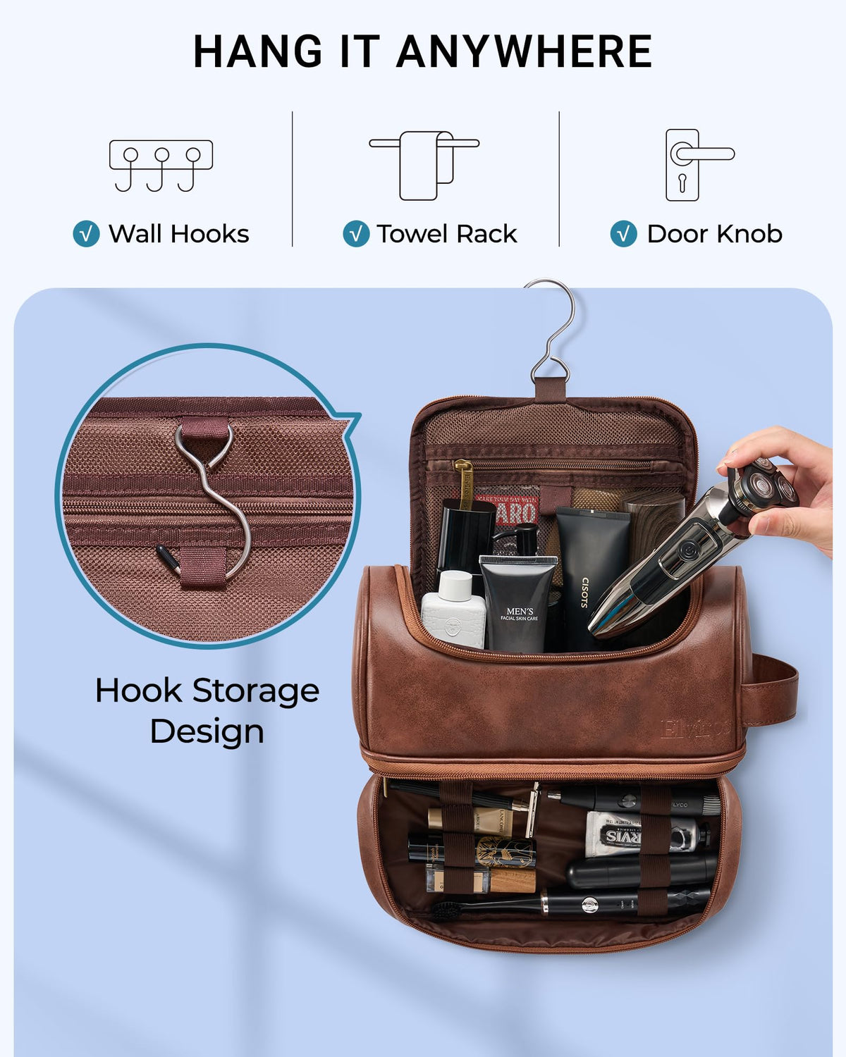 Elviros side handle and premium zipper detail showing reinforced seams and durable carry option