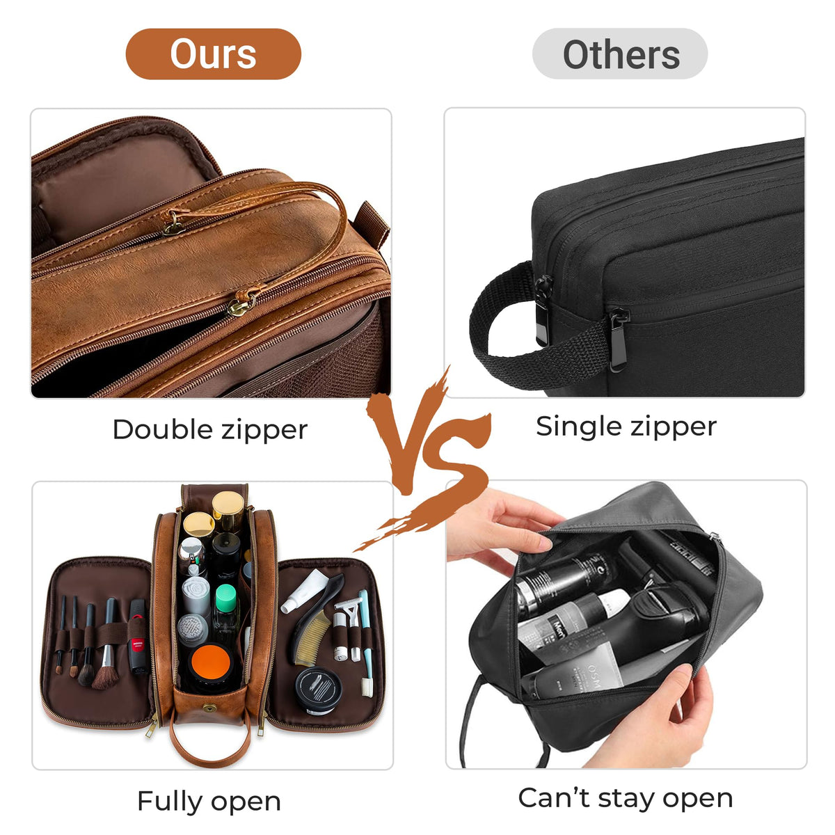 Elviros exterior wet compartment holding towel to keep damp items separated and safe