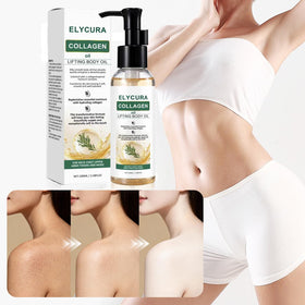 Elycura Collagen Oil applied to elbow demonstrating targeted smoothing and moisturization