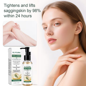 Elycura Collagen Oil in bathroom lifestyle setting illustrating post-shower routine benefit