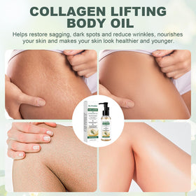 Elycura Collagen Oil pump and label close-up highlighting ingredients and easy dispensing