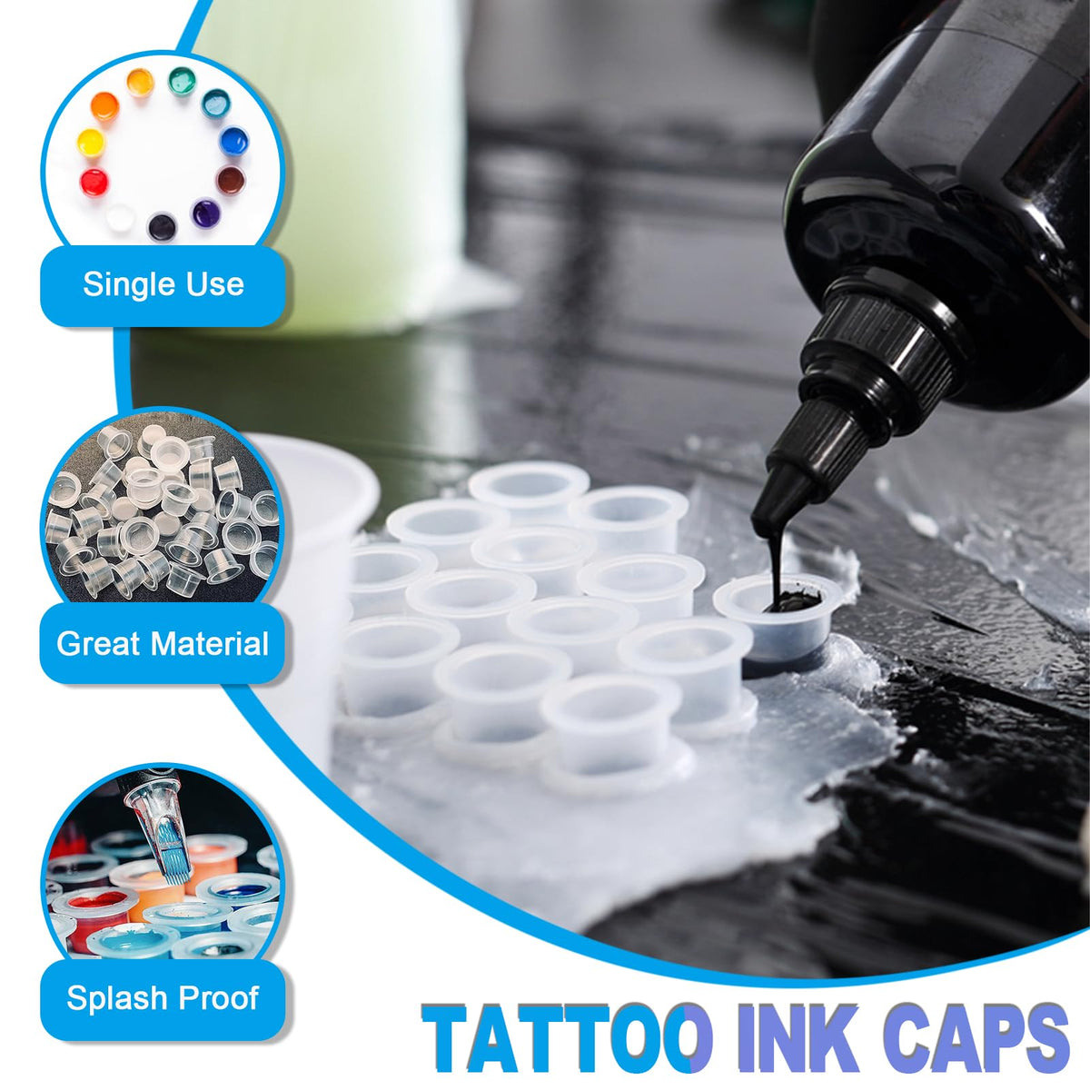 Emalla three black ink cap holders top view holding mixed caps for quick access
