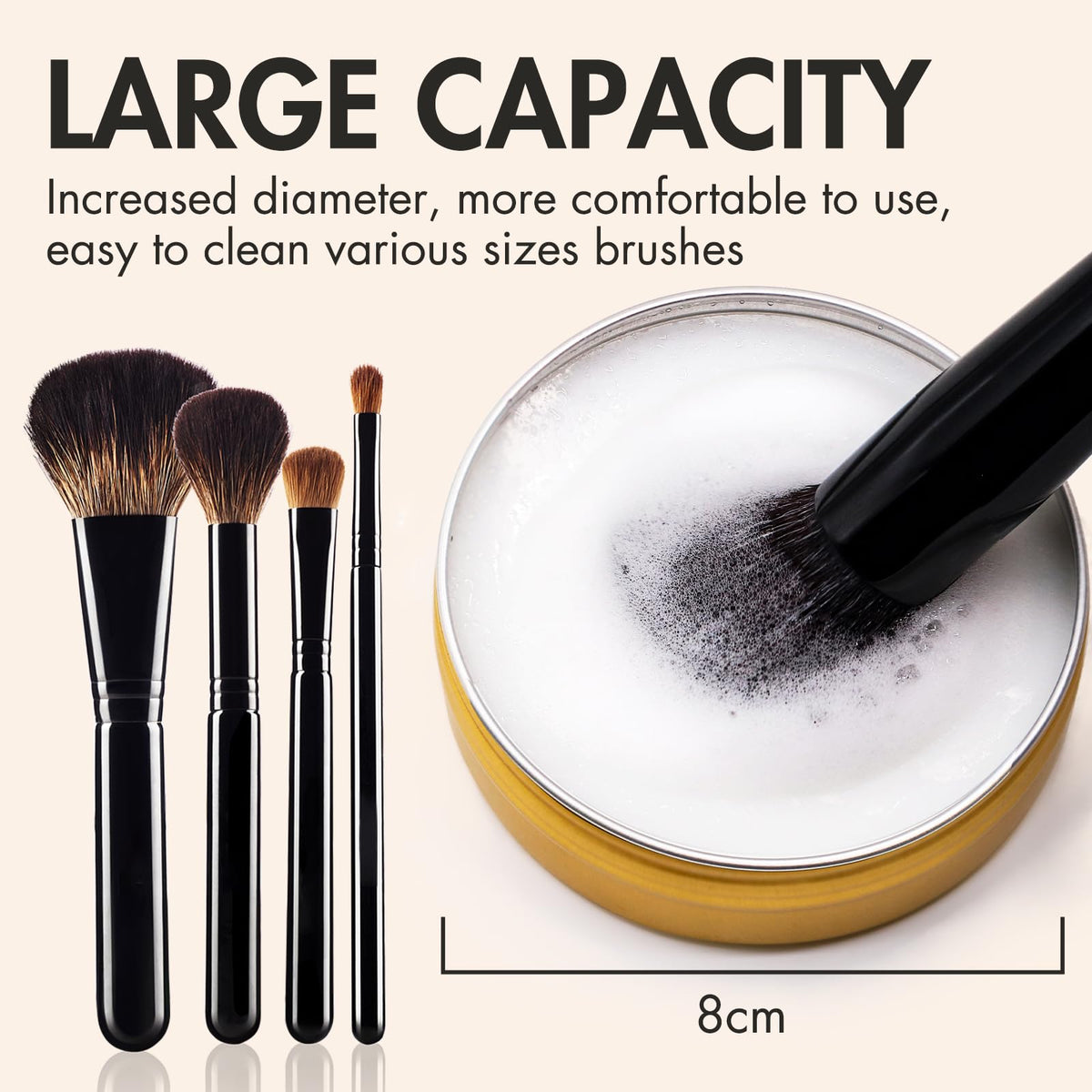 Embagol brush in use spinning on soap to remove makeup quickly