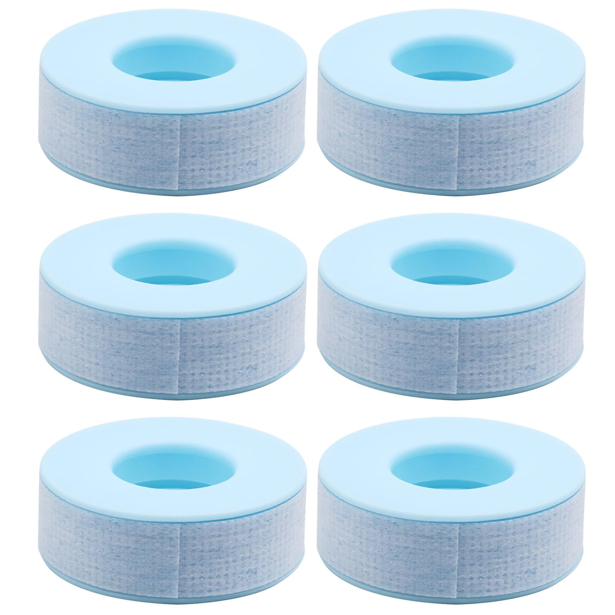 Embagol front packaging showing six blue lash tape rolls and product info for professional use
