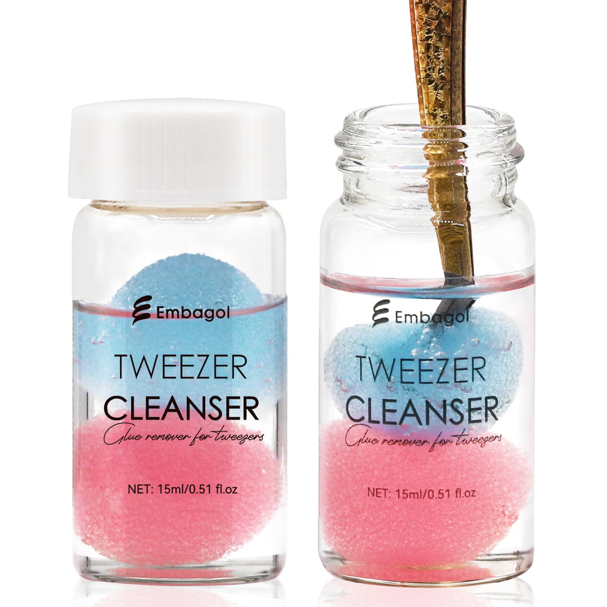 Embagol front packaging showing two 15ml bottles and benefit of fast cleaning