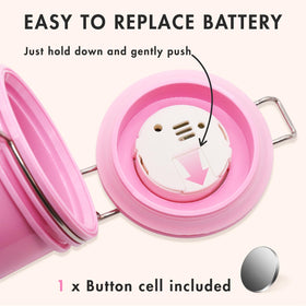 Embagol lifestyle shot on bathroom shelf demonstrating sealed storage for cosmetics