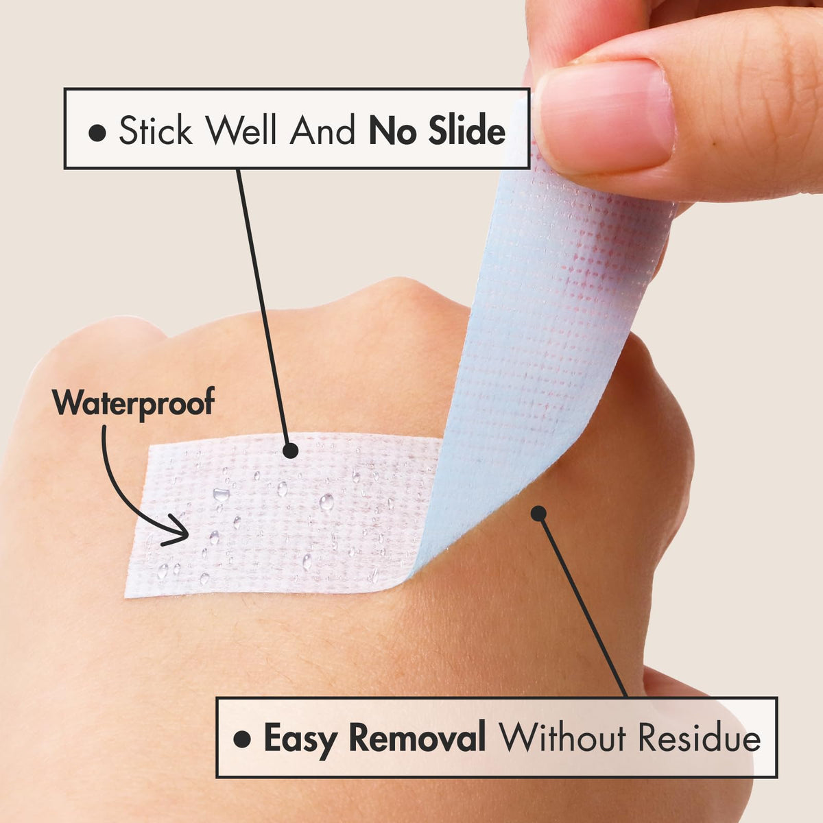 embagol tape securing under-eye pad showing stable lash isolation