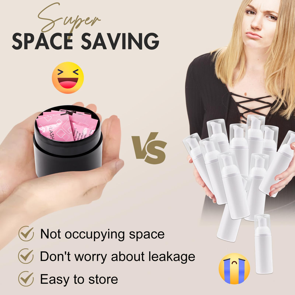 Hand holding an Embagol bag to show travel-ready size and airline-friendly convenience