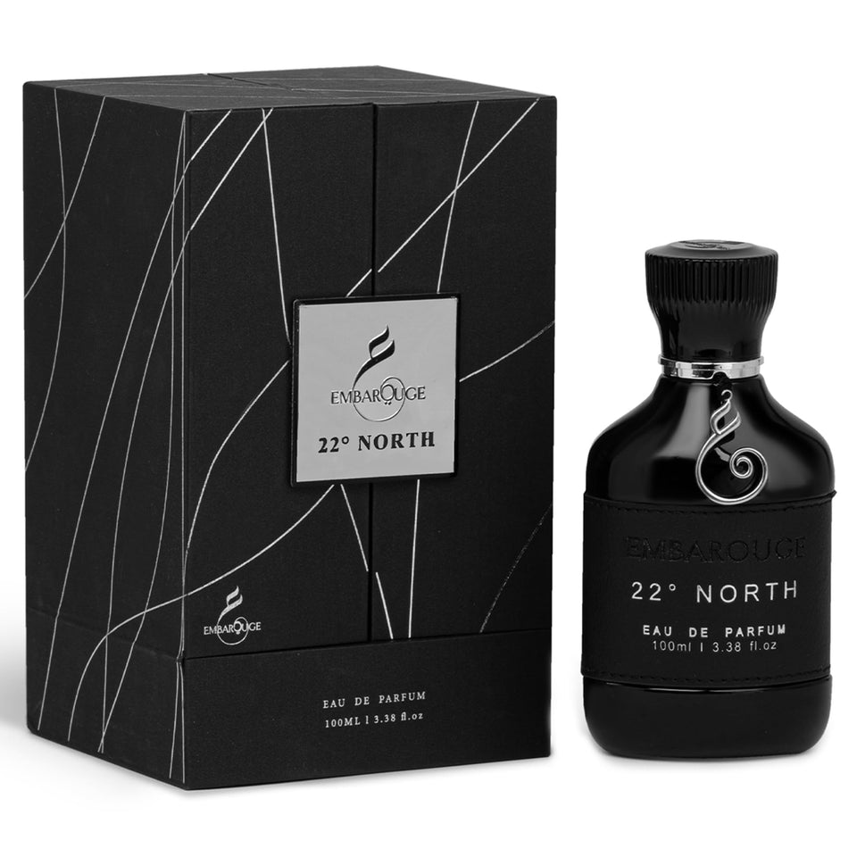 EMBAROUGE 22° North front bottle view showing elegant design and premium feel