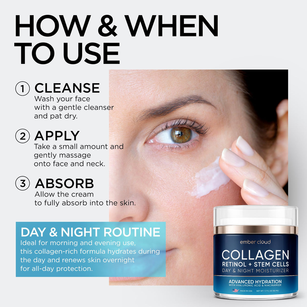 Ember Cloud moisturizer in hand application demonstrating easy spread and absorption