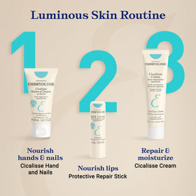 Embryolisse Cicalisse on bathroom counter in lifestyle scene illustrating daily care benefit