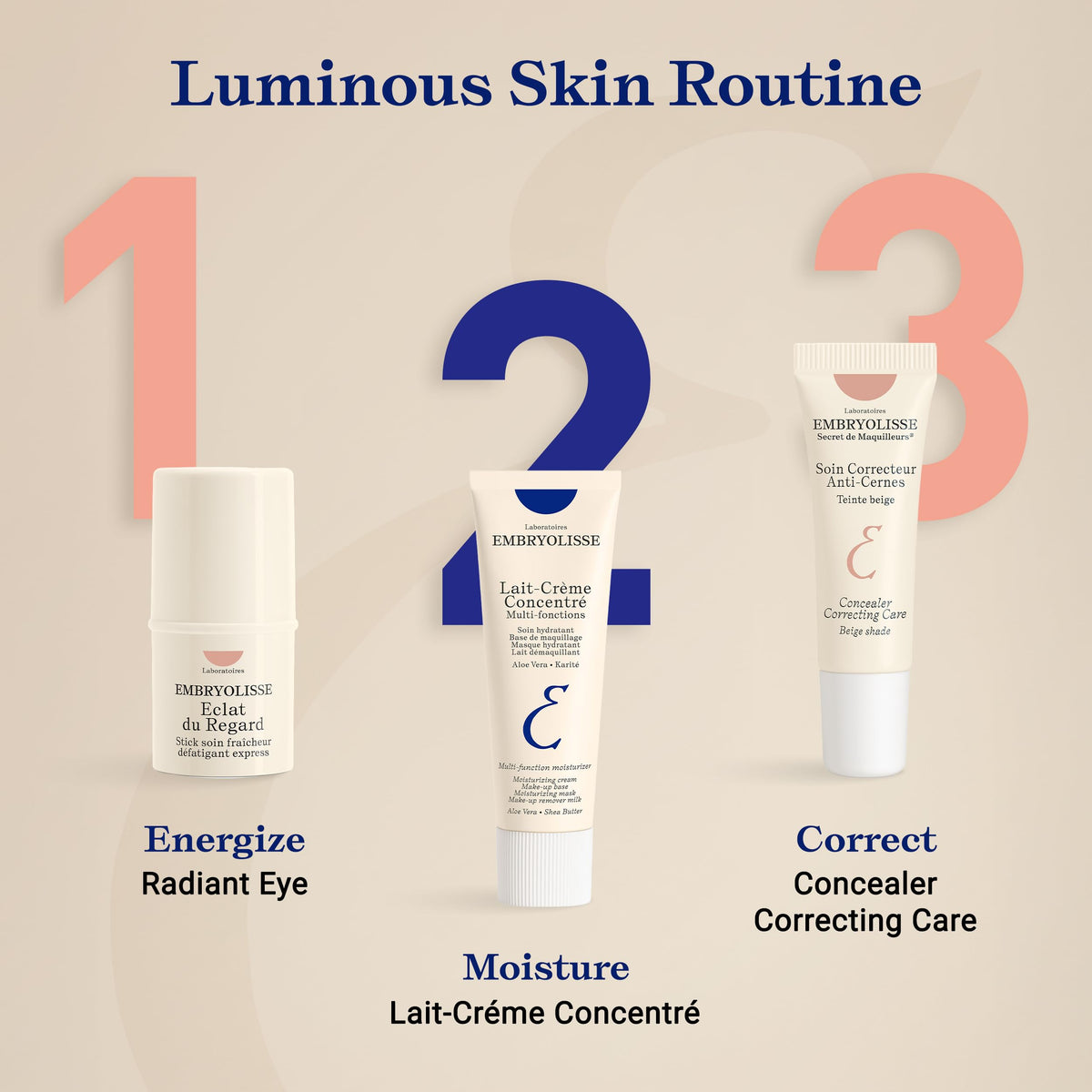 Embryolisse lifestyle on bathroom vanity illustrating daily prep and makeup primer benefit