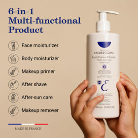 Embryolisse creamy fluid texture close-up demonstrating quick absorption