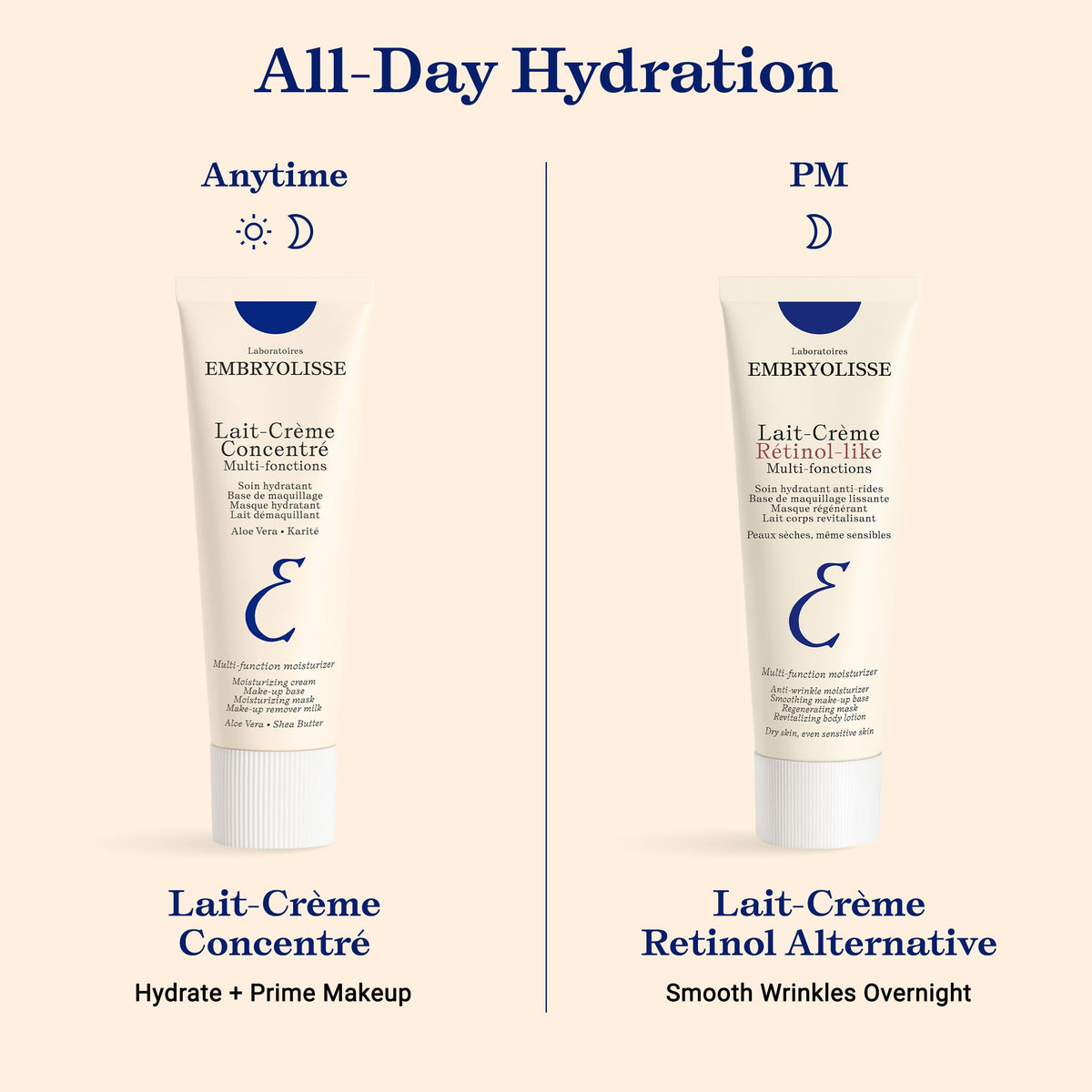 Embryolisse ingredients display with apricot kernel oil shea butter and clover for natural efficacy