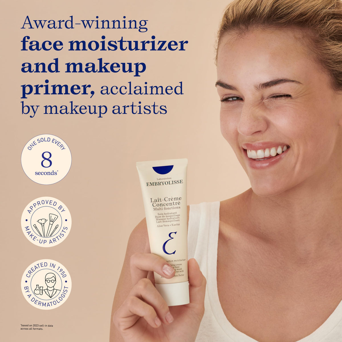 Embryolisse open cap with cream texture close-up highlighting fast-absorbing, non-greasy feel