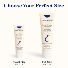 Embryolisse tube beside coin showing 1.01 fl oz size and travel convenience