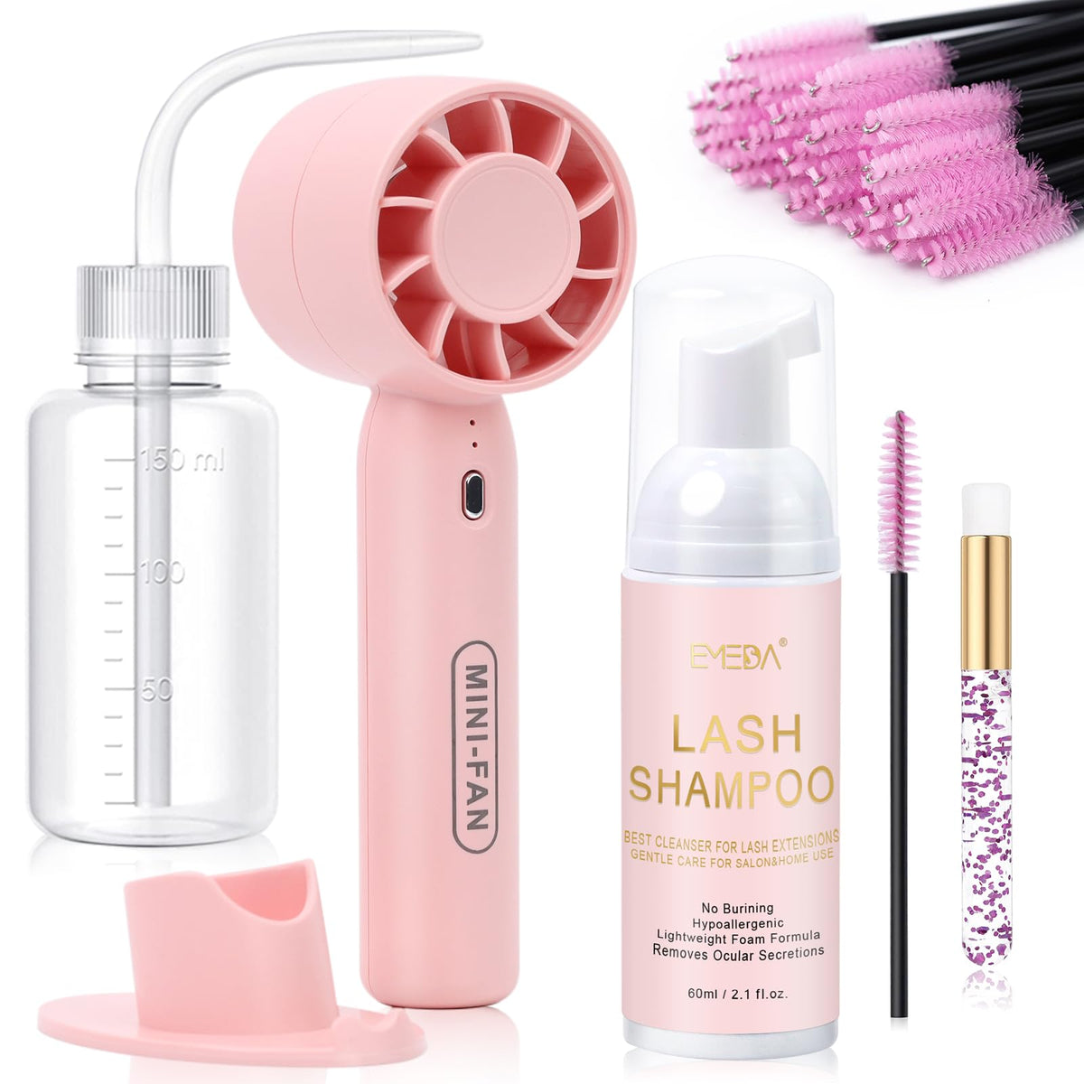 EMEDA kit front packaging showing full lash cleaning set and tools for fast prep