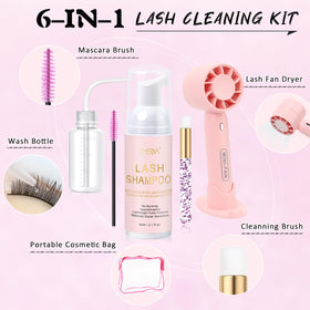 EMEDA 60ml rose-scented lash shampoo bottle close-up showing label and liquid clarity