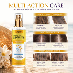 Emgmcp on model at beach demonstrating sun protection for hair