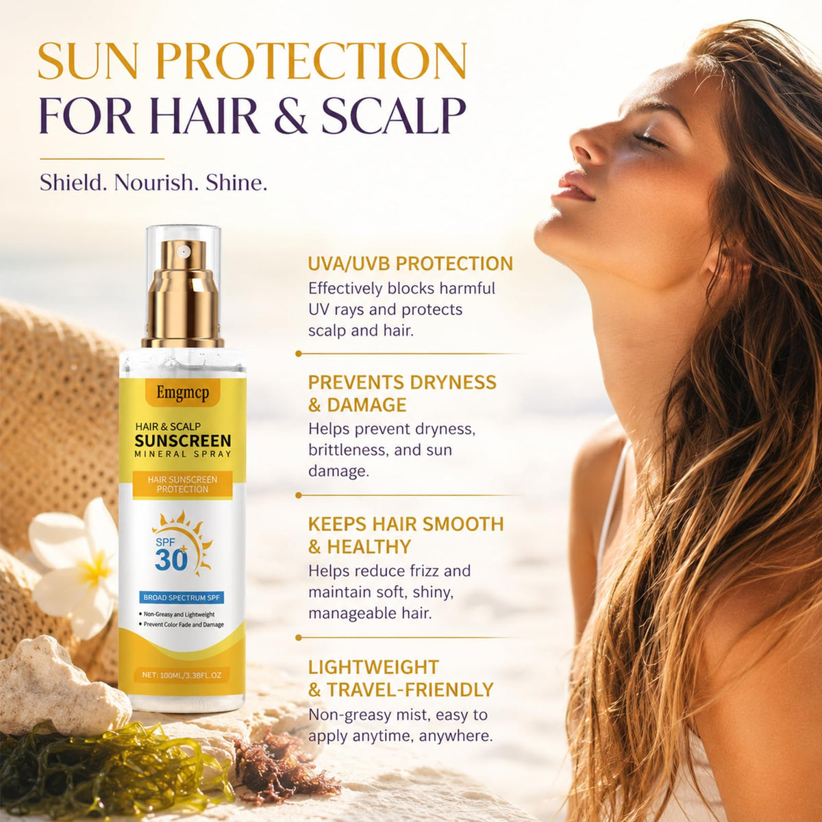 Emgmcp coconut oil texture on strands for moisturized, protected hair