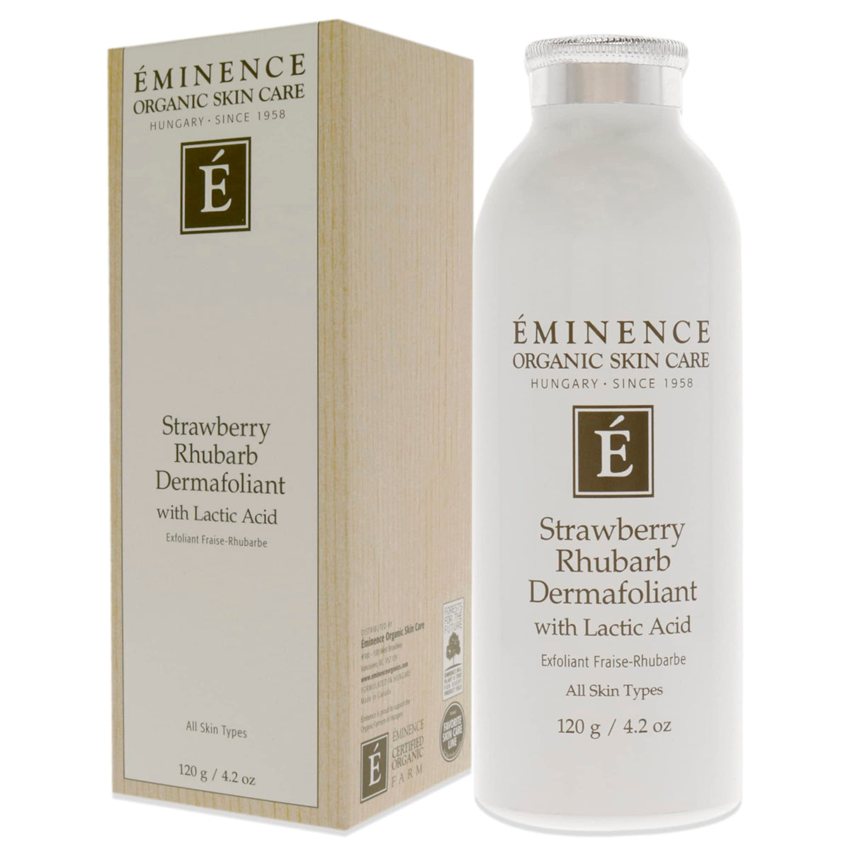 Eminence applying dermafoliant to cheek demonstrating gentle massage for smoother skin benefit
