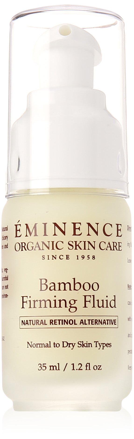 Eminence front bottle view showing label and 1.2 oz size with elegant packaging benefit