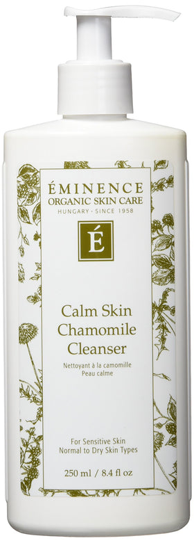 Eminence front packaging of Calm Skin Chamomile Cleanser 8.4 oz showing label and benefits