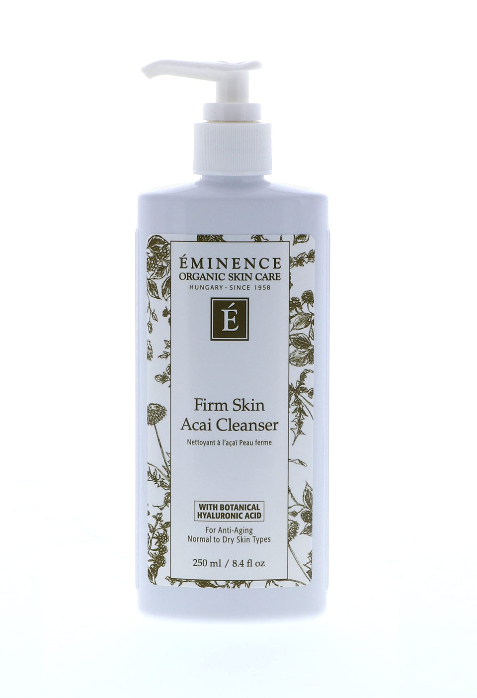 Eminence front packaging showing bottle and label, highlighting natural ingredients and benefit