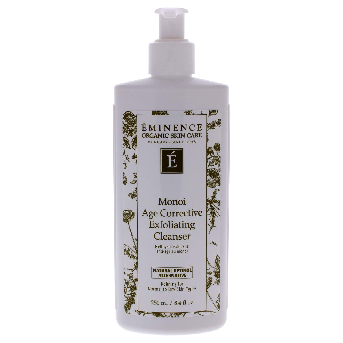 Eminence Monoi cleanser front packaging showing 8.4 oz tube and branding, clear ingredient benefit