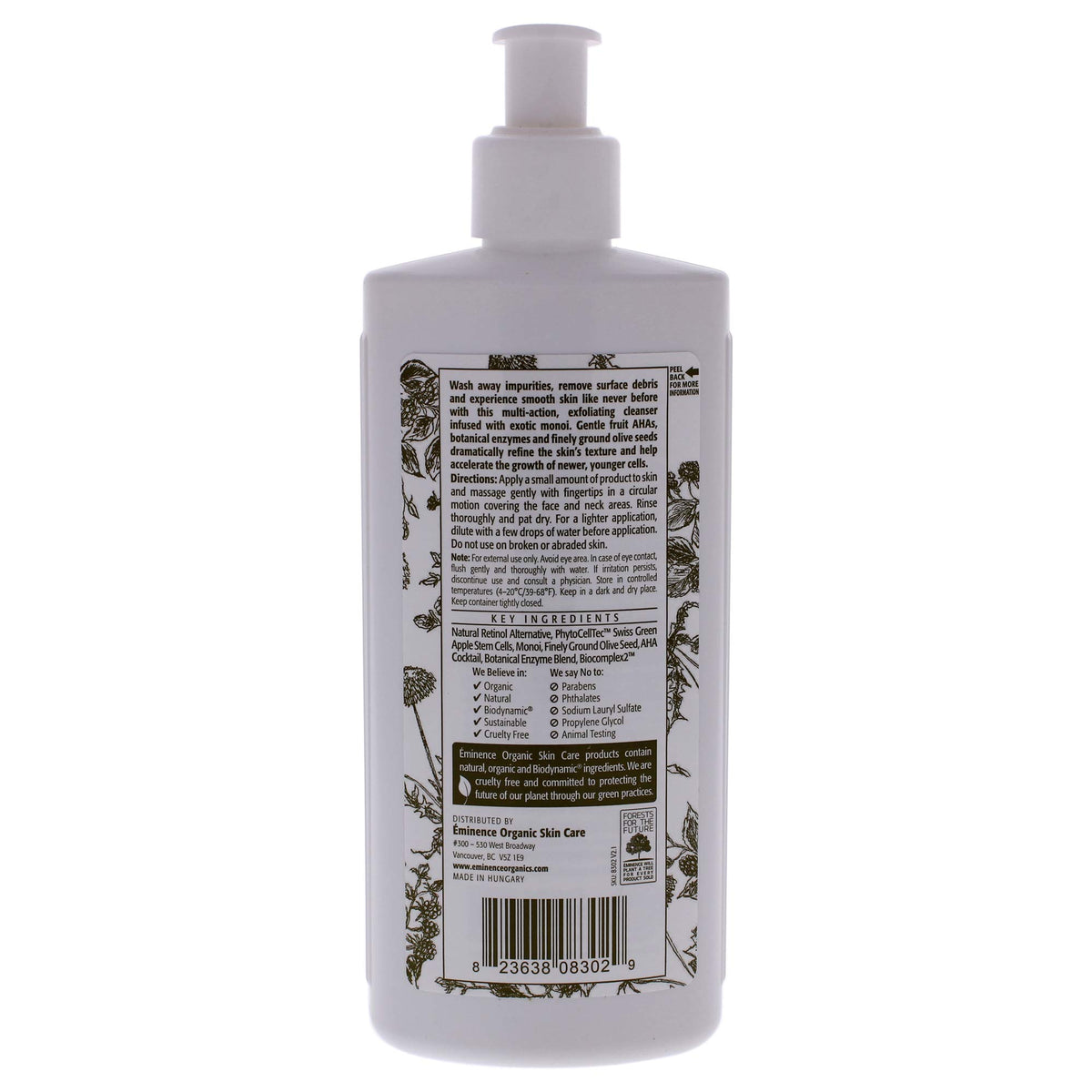 Eminence Monoi cleanser texture close-up displaying creamy exfoliant and gentle buffing action benefit
