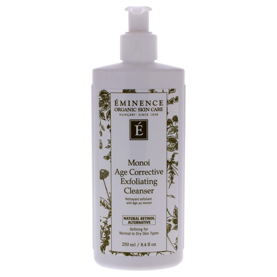 Eminence monoi exfoliating cleanser front view showing label and moisturizing benefit
