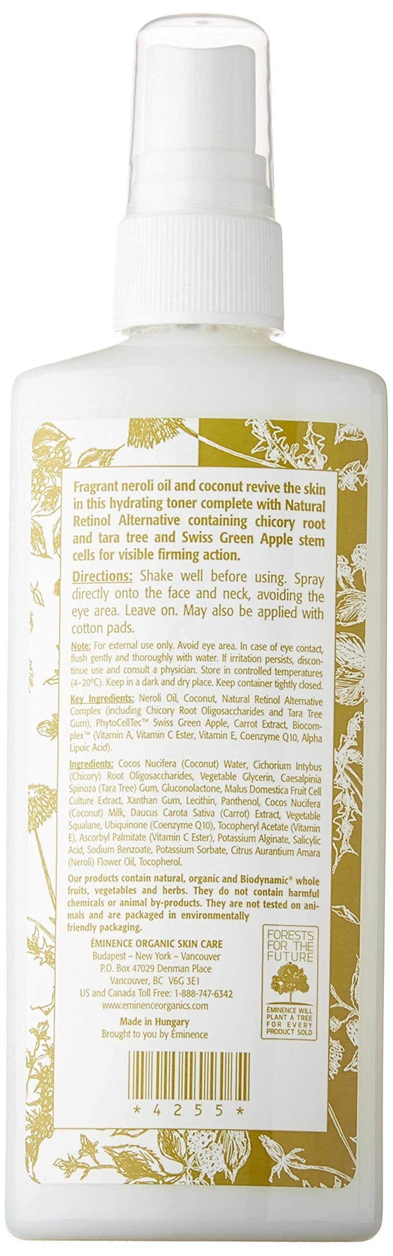 Eminence mist being sprayed from bottle for instant hydration benefits
