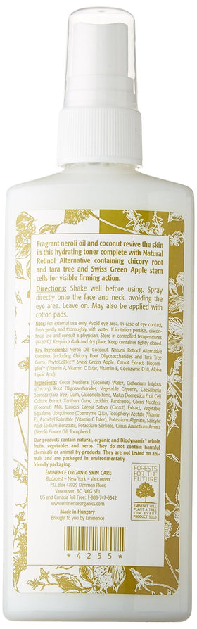 Eminence mist being sprayed from bottle for instant hydration benefits