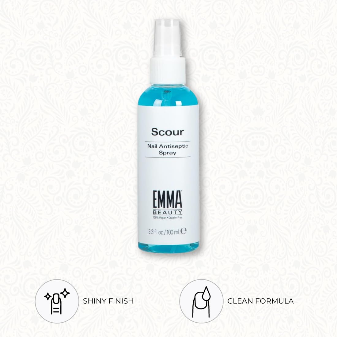 EMMA Beauty spray being applied to nails in salon, improves polish adhesion