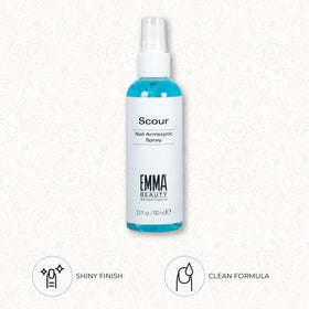 EMMA Beauty spray being applied to nails in salon, improves polish adhesion