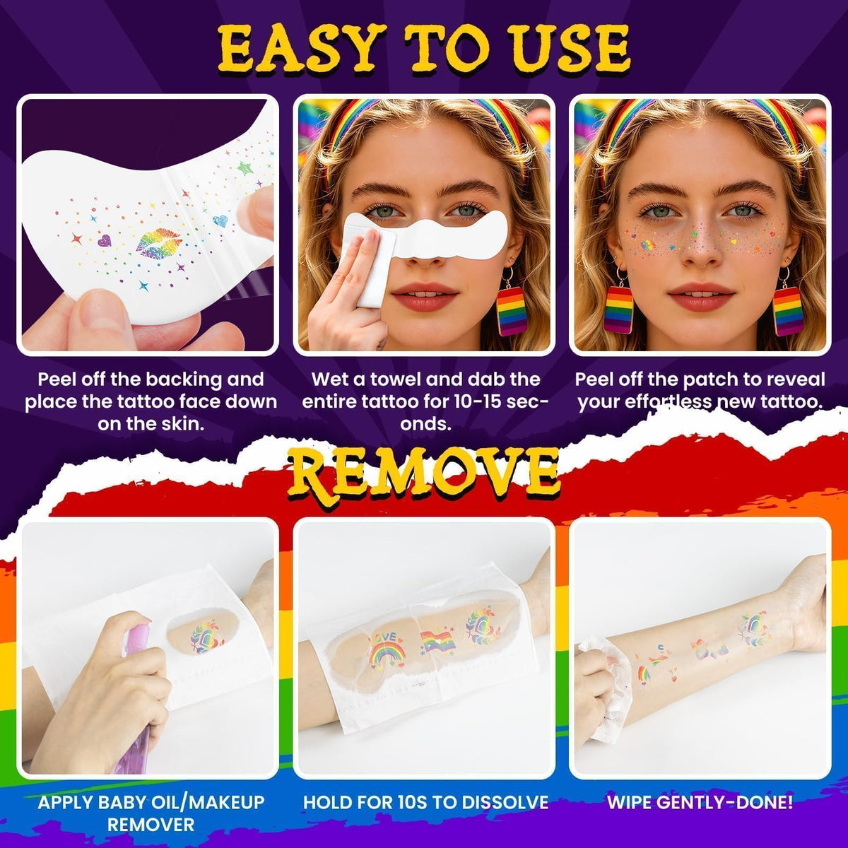 EMOME application demo on cheek demonstrating easy sticker transfer and natural finish