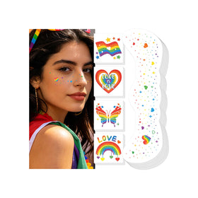 EMOME front packaging showing full Pride glitter freckle and tattoo set, vibrant and compact
