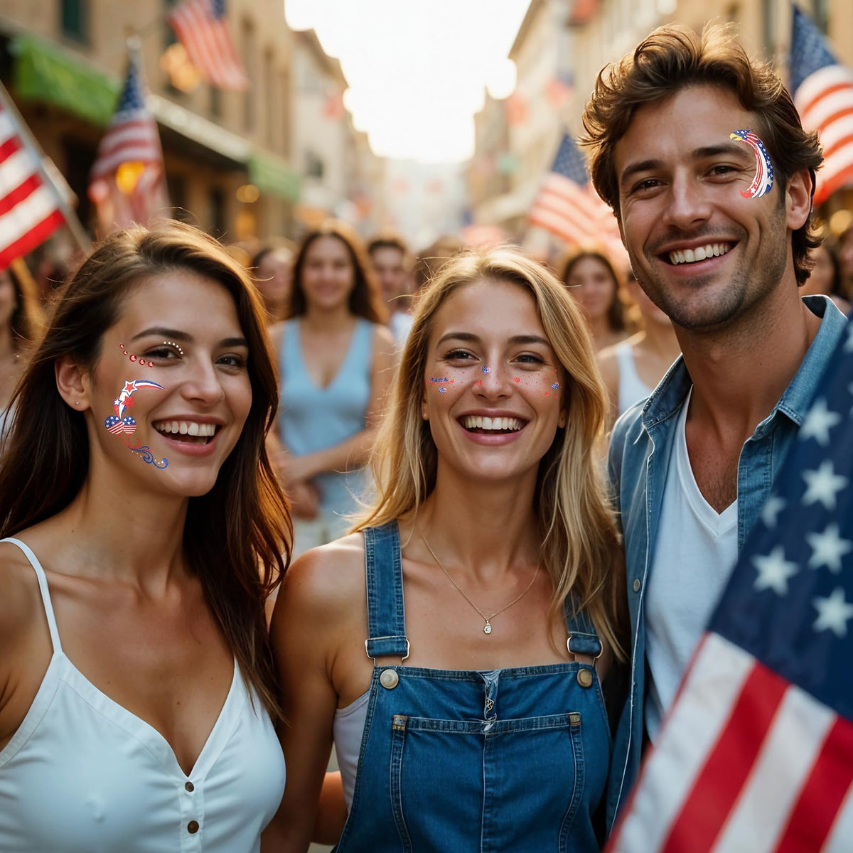 EMOME applied on festival face at parade, shows durable festive effect