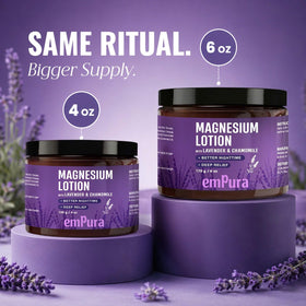 EMPURA bottle in bedroom setting, supports relaxing evening routine
