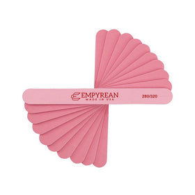 Empyrean front view of pink double-sided file showing dual grits and branding for precise shaping